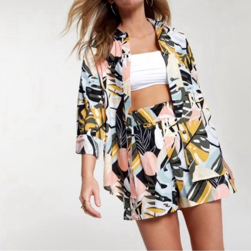 Calia Tropical Print Swim Coverup Top Womens Size XS